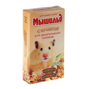 Корм зерновой "Мышильд стандарт" для декоративных хомяков, с орехами, 500 г, коробка Корм зерновой "Мышильд стандарт" для декоративных хомяков, с орехами, 500 г, коробка