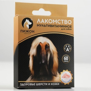 Лакомство для собак "Пижон. Здоровье кожи и шерсти" со вкусом индейки, 60 таб Лакомство для собак "Пижон. Здоровье кожи и шерсти" со вкусом индейки, 60 таб