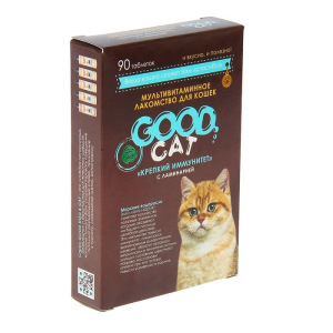 Мультивитаминное лакомство GOOD CAT для кошек, крепкий иммунитет, с ламинарией, 90 таб Мультивитаминное лакомство GOOD CAT для кошек, крепкий иммунитет, с ламинарией, 90 таб
