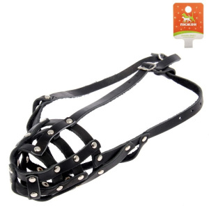 Намордник кожаный сетчатый с перемычкой №2 доберман, ДН 9,5 см, ОМ 28 см, микс Намордник кожаный сетчатый с перемычкой №2 доберман, ДН 9,5 см, ОМ 28 см, микс