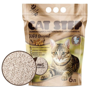 Наполнитель для кошачьих туалетов Cat Step Tofu Original 6L, растительный комкующийся Наполнитель для кошачьих туалетов Cat Step Tofu Original 6L, растительный комкующийся