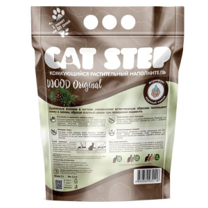Наполнитель комкующийся растительный CAT STEP Wood Original, 5 л Наполнитель комкующийся растительный CAT STEP Wood Original, 5 л