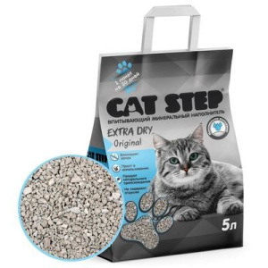 Наполнитель минеральный впитывающий CAT STEP Extra Dry Original, 5 л Наполнитель минеральный впитывающий CAT STEP Extra Dry Original, 5 л