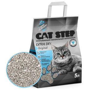 Наполнитель минеральный впитывающий CAT STEP Extra Dry Original, 5 л Наполнитель минеральный впитывающий CAT STEP Extra Dry Original, 5 л