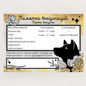 Обложка для ветеринарного паспорта и памятка для собаки Обложка для ветеринарного паспорта и памятка для собаки