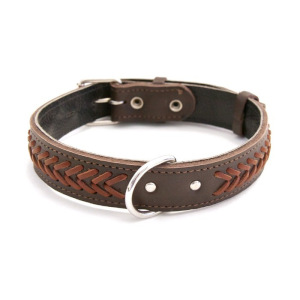 Ошейник кожаный с косой "Зооник", ОШ 52-66 х 3,5 см, микс цветов Ошейник кожаный с косой "Зооник", ОШ 52-66 х 3,5 см, микс цветов