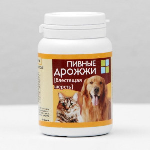 Пивные дрожжи "Блестящая шерсть" для кошек и собак, с морской капустой, 80 таб Пивные дрожжи "Блестящая шерсть" для кошек и собак, с морской капустой, 80 таб
