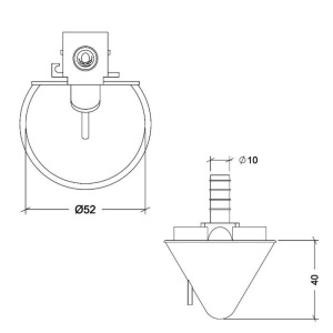 Поилка чашечная диаметр 50 мм, пластик с креплением на сетку Поилка чашечная диаметр 50 мм, пластик с креплением на сетку