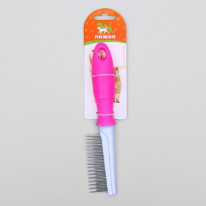 Расческа разнозуб, нескользящая резиновая ручка МИКС Расческа разнозуб, нескользящая резиновая ручка МИКС