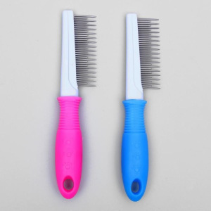 Расческа разнозуб, нескользящая резиновая ручка МИКС Расческа разнозуб, нескользящая резиновая ручка МИКС