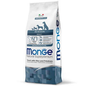 Сухой корм Monge Dog Speciality Line Monoprotein для собак, форель/рис/картофель, 12 кг Сухой корм Monge Dog Speciality Line Monoprotein для собак, форель/рис/картофель, 12 кг