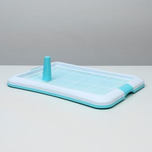 Туалет для собак с сеткой и столбиком, 63,5 х 47 х 5 см, голубой Туалет для собак с сеткой и столбиком, 63,5 х 47 х 5 см, голубой