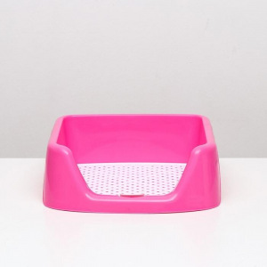 Туалет для собак с высокими бортами и сеткой, 45 х 45 х 16 см, микс цветов Туалет для собак с высокими бортами и сеткой, 45 х 45 х 16 см, микс цветов