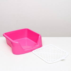 Туалет для собак с высокими бортами и сеткой, 45 х 45 х 16 см, микс цветов Туалет для собак с высокими бортами и сеткой, 45 х 45 х 16 см, микс цветов