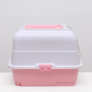 Туалет-домик с выдвижным поддоном, сеткой, совком, порожком, 51,5 х 40 х 38 см, розовый Туалет-домик с выдвижным поддоном, сеткой, совком, порожком, 51,5 х 40 х 38 см, розовый