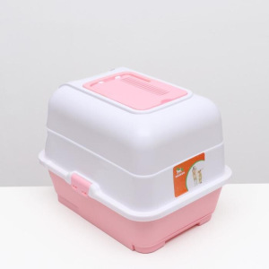 Туалет-домик с выдвижным поддоном, сеткой, совком, порожком, 51,5 х 40 х 38 см, розовый Туалет-домик с выдвижным поддоном, сеткой, совком, порожком, 51,5 х 40 х 38 см, розовый