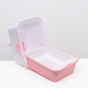 Туалет-домик с выдвижным поддоном, сеткой, совком, порожком, 51,5 х 40 х 38 см, розовый Туалет-домик с выдвижным поддоном, сеткой, совком, порожком, 51,5 х 40 х 38 см, розовый