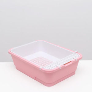 Туалет-домик с выдвижным поддоном, сеткой, совком, порожком, 51,5 х 40 х 38 см, розовый Туалет-домик с выдвижным поддоном, сеткой, совком, порожком, 51,5 х 40 х 38 см, розовый