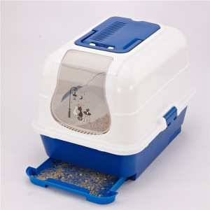 Туалет-домик с выдвижным поддоном, сеткой, совком, порожком, 51,5 х 40 х 38 см, синий Туалет-домик с выдвижным поддоном, сеткой, совком, порожком, 51,5 х 40 х 38 см, синий