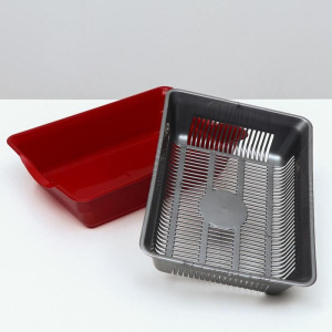 Туалет глубокий с сеткой, 38,5 х 26 х 9 см, серый/бордовый Туалет глубокий с сеткой, 38,5 х 26 х 9 см, серый/бордовый