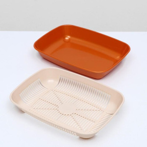 Туалет перламутровый округлый с сеткой 33,5 х 25 х 6 см, золотисто-бежевый Туалет перламутровый округлый с сеткой 33,5 х 25 х 6 см, золотисто-бежевый