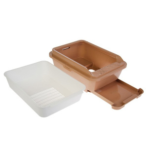 Туалет с бортом, пластиковой вставкой с сеткой, выдвижным поддоном и совком, 51х40х18,5 см Туалет с бортом, пластиковой вставкой с сеткой, выдвижным поддоном и совком, 51х40х18,5 см