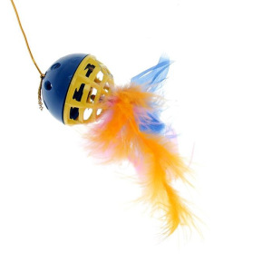 Удочка с погремушкой, бубенчиком и пером, Зооник, 37 см, микс Удочка с погремушкой, бубенчиком и пером, Зооник, 37 см, микс