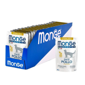 Влажный корм Monge Cat Monoprotein для стерилизованных кошек, из курицы, пауч, 85 г Влажный корм Monge Cat Monoprotein для стерилизованных кошек, из курицы, пауч, 85 г