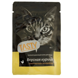 Влажный корм Tasty для кошек, курица в желе, пауч, 85 г Влажный корм Tasty для кошек, курица в желе, пауч, 85 г