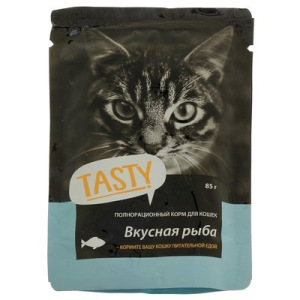Влажный корм Tasty для кошек, рыба в желе, пауч, 85 г Влажный корм Tasty для кошек, рыба в желе, пауч, 85 г