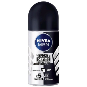 Антиперспирант Nivea for Men Original «Невидимая защита для черного и белого», ролик, 50 мл Антиперспирант Nivea for Men Original «Невидимая защита для черного и белого», ролик, 50 мл