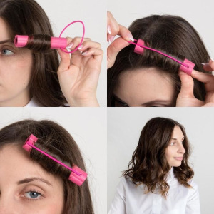 Бигуди на резинке, d = 2,3 см, 6 шт, цвет розовый Бигуди на резинке, d = 2,3 см, 6 шт, цвет розовый