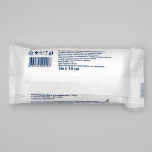 Бинт медицинский нестерильный фиксирующий из нетканого полотна, 10 х 500 см Бинт медицинский нестерильный фиксирующий из нетканого полотна, 10 х 500 см