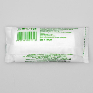 Бинт медицинский стерильный фиксирующий из нетканого полотна, 10 х 500 см Бинт медицинский стерильный фиксирующий из нетканого полотна, 10 х 500 см