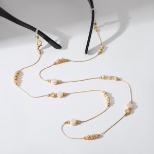 Цепочка для очков "Камни" змейка, цвет бежевый в золоте Цепочка для очков "Камни" змейка, цвет бежевый в золоте