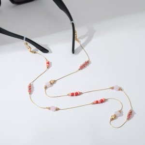 Цепочка для очков "Камни" змейка, цвет красный в золоте Цепочка для очков "Камни" змейка, цвет красный в золоте