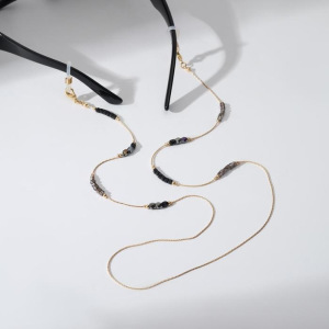 Цепочка для очков "Пунктир" линии, цвет чёрный в золоте Цепочка для очков "Пунктир" линии, цвет чёрный в золоте