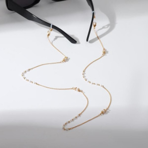 Цепочка для очков "Росинки" дорожка, цвет белый в золоте Цепочка для очков "Росинки" дорожка, цвет белый в золоте