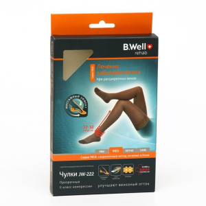 Чулки компрессионные прозрачные с ажурным верхом B.Well, JW-222, 2 класс, размер 2, цвет Nero Чулки компрессионные прозрачные с ажурным верхом B.Well, JW-222, 2 класс, размер 2, цвет Nero