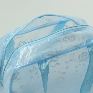 Косметичка ПВХ, отдел на молнии, 2 ручки, цвет голубой Косметичка ПВХ, отдел на молнии, 2 ручки, цвет голубой