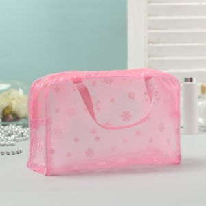 Косметичка ПВХ, отдел на молнии, 2 ручки, цвет розовый Косметичка ПВХ, отдел на молнии, 2 ручки, цвет розовый