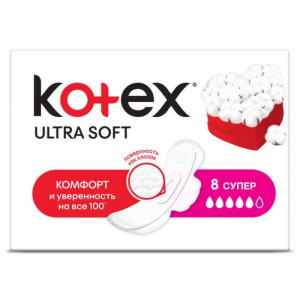 Kotex прокладки Ультра Мягк Super 8 шт. Kotex прокладки Ультра Мягк Super 8 шт.