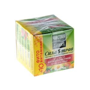 Крем для лица Чистая линия Сила 5 трав «Алтай», антивозрастной, 45 мл Крем для лица Чистая линия Сила 5 трав «Алтай», антивозрастной, 45 мл