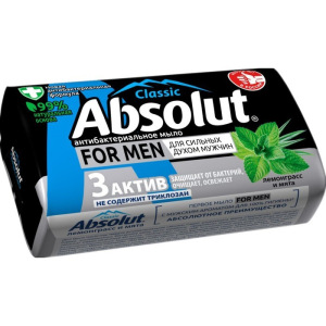 Крем-мыло Absolut For Men «Лемонграсс и мята», антибактериальное, 90 г Крем-мыло Absolut For Men «Лемонграсс и мята», антибактериальное, 90 г
