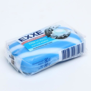 Крем+мыло Exxe 1+1 "Морской жемчуг" синее полосатое, 80 г Крем+мыло Exxe 1+1 "Морской жемчуг" синее полосатое, 80 г