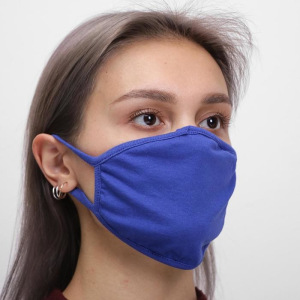Маска для лица многоразовая из 100 % хлопка, 2-х слойная, синяя, 190*130 мм Маска для лица многоразовая из 100 % хлопка, 2-х слойная, синяя, 190*130 мм