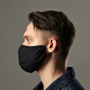 Маска тканевая двухслойная (карман для доп. фильтра) 26х15см, черная Маска тканевая двухслойная (карман для доп. фильтра) 26х15см, черная