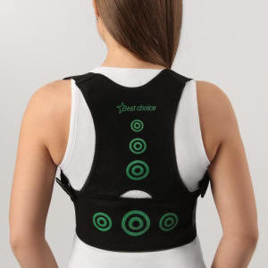 Массажёр-фиксатор для осанки и поясницы, на фастексах, размер универсальный, цвет чёрный Массажёр-фиксатор для осанки и поясницы, на фастексах, размер универсальный, цвет чёрный