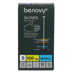 Медицинские перчатки Benovy нитриловые смотровые текстурированные на пальцах S, голубые Медицинские перчатки Benovy нитриловые смотровые текстурированные на пальцах S, голубые