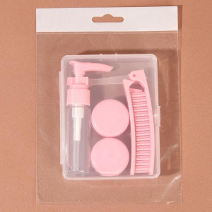 Набор для хранения в футляре, 5 предметов, цвет розовый Набор для хранения в футляре, 5 предметов, цвет розовый
